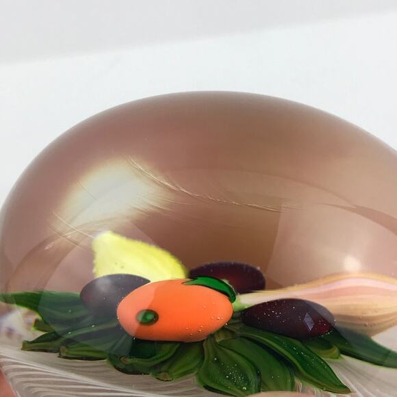 Perthshire 1980D Fruit 3D Pear Orange Lemon Plums Latticinio Paperweight Cert - Picture 16 of 16